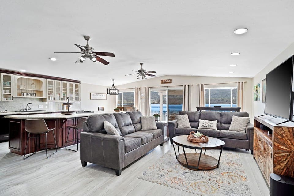 Open concept living room and kitchen space perfect for entertaining