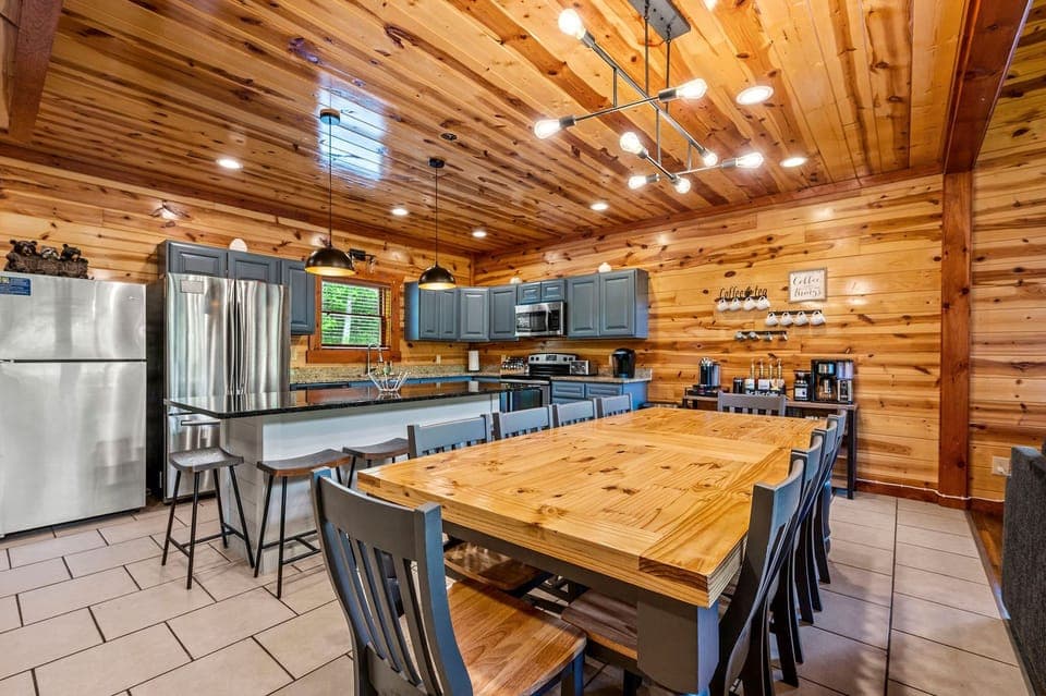 Enjoy meals as a group — large dining table with space for everyone.