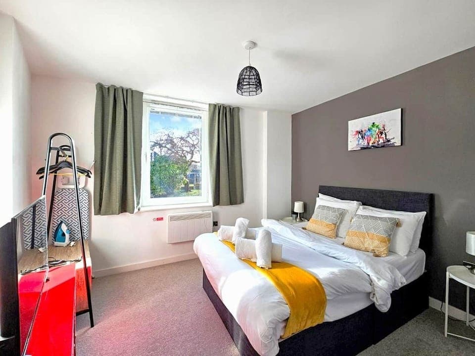 Bedroom with curtains