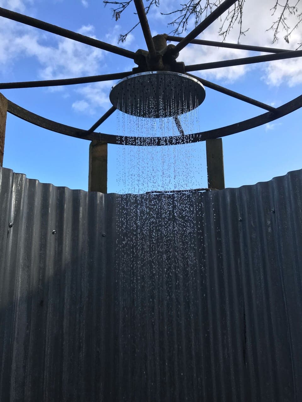 warm shower for after but we have a cold water plunge pool too