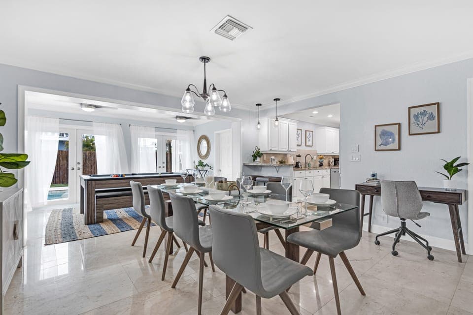 Expansive dining table to fit your whole family.
