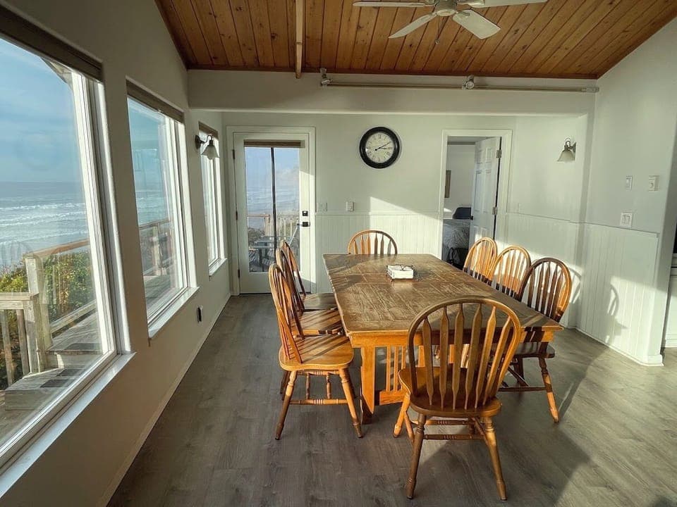 Dining area with ocean view.