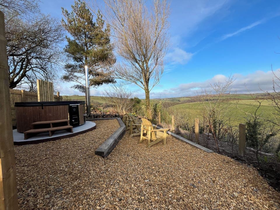 Private wood fired hot tub with views of Exmoor