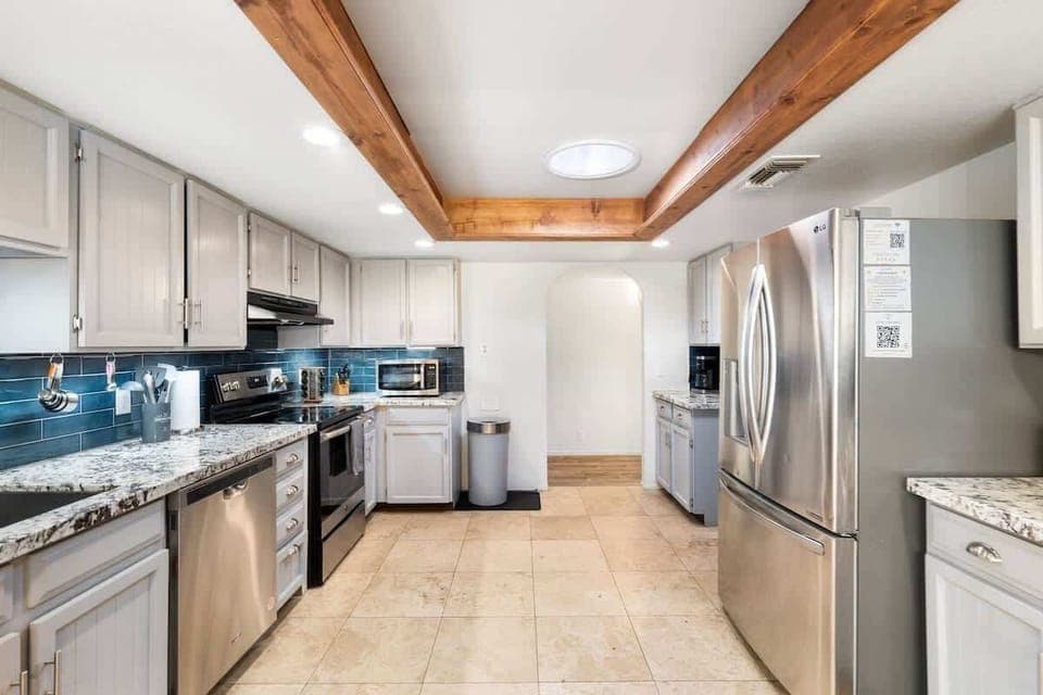 Large, fully stocked kitchen for preparing your group's meals