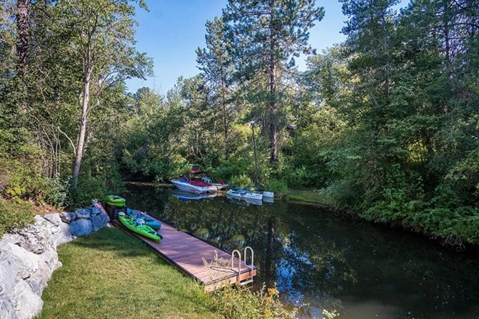 Our private 30' Dock on the channel inlet leading to the Lake. The inlet water will sometimes appear murky.