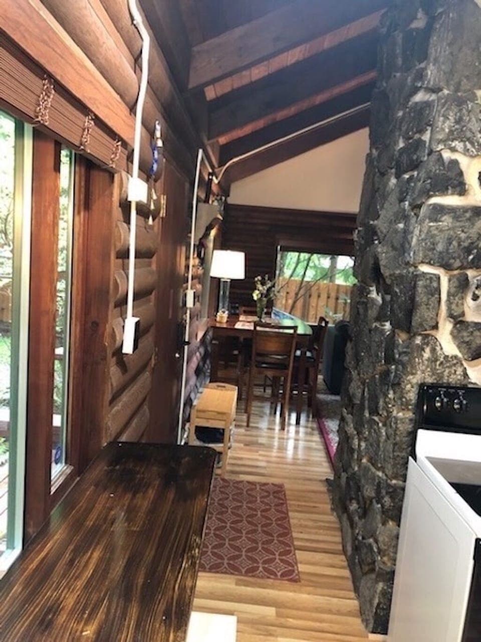 Looking from kitchen to dining table