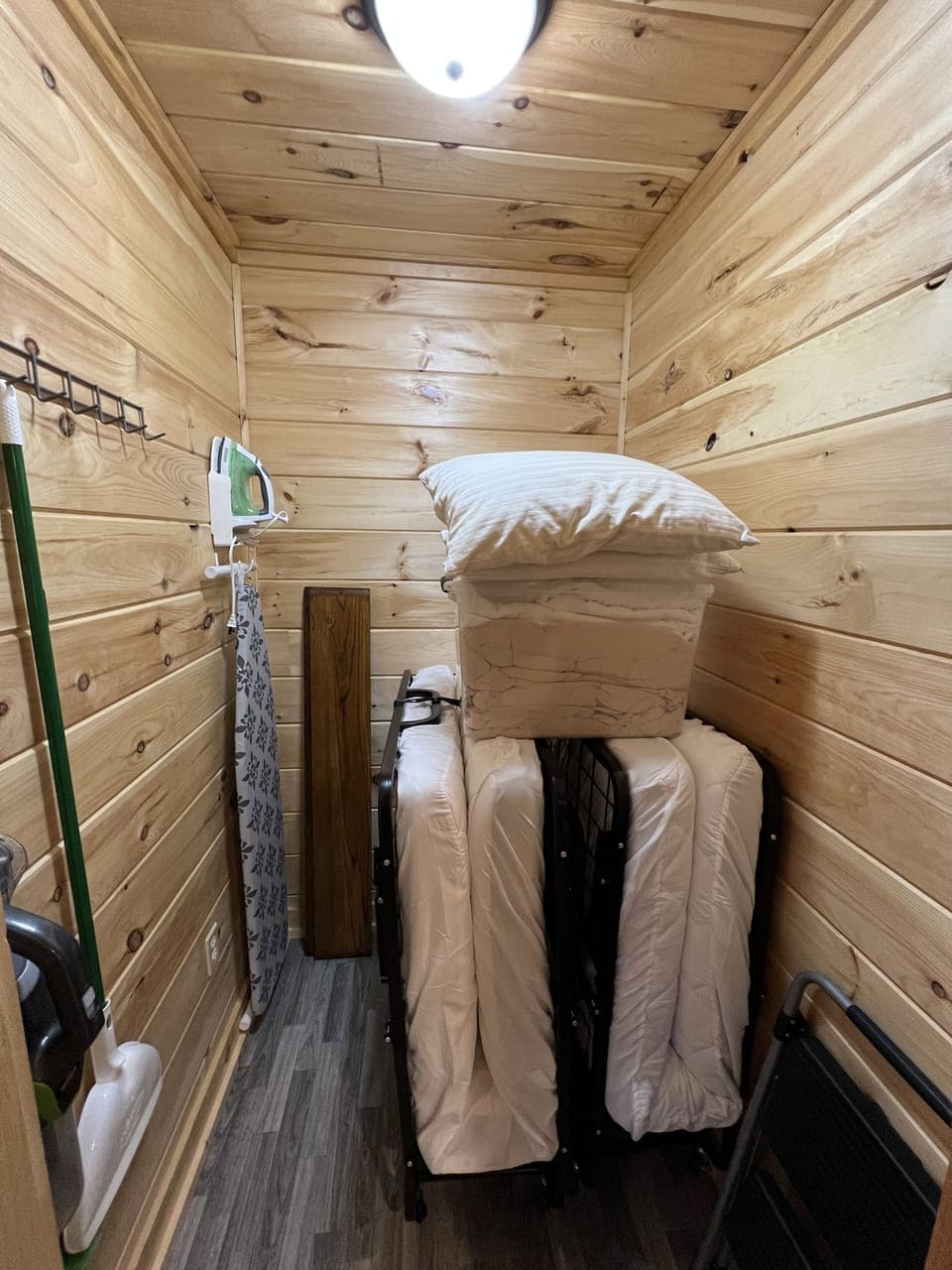 Large closet with two murphy beds  to pull out for extra seating