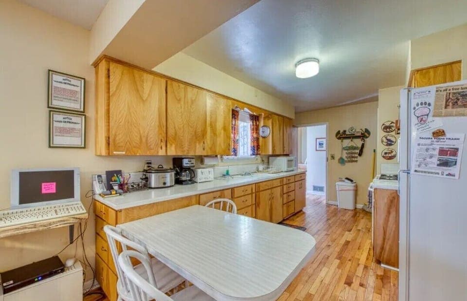 Kitchen and desk area