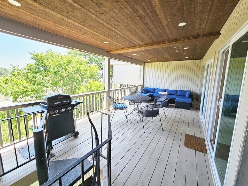 Very large deck with lake views