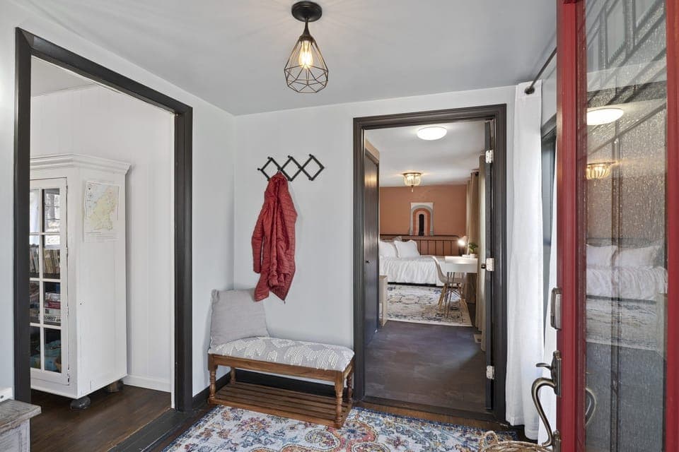 Take a load off!  Plenty of hooks and space to drop jackets and gear.