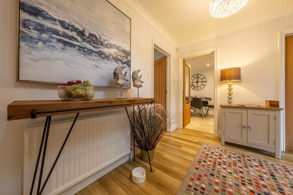 Ground floor:  A hallway view to the kitchen