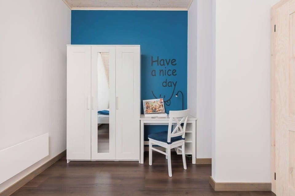 Desk with chair for remote work. 