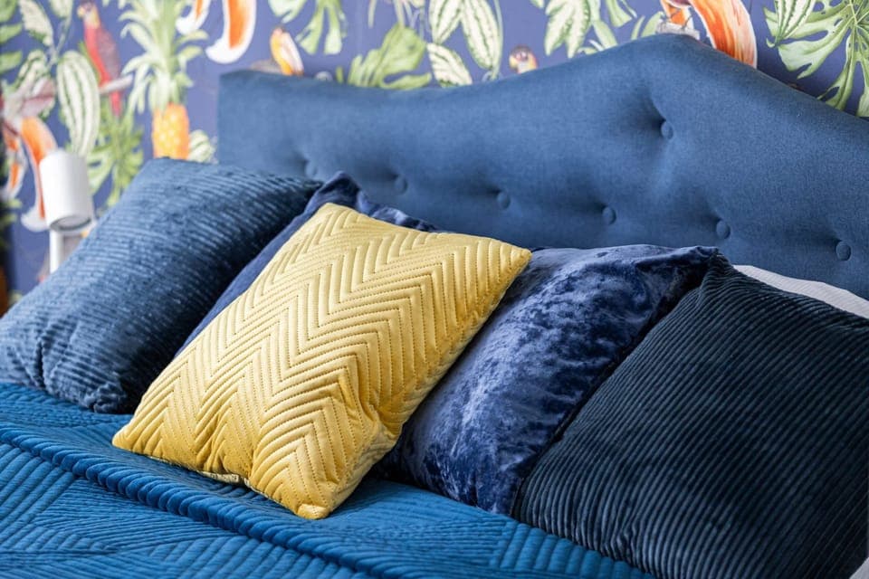 Soft pillows on the bed. 