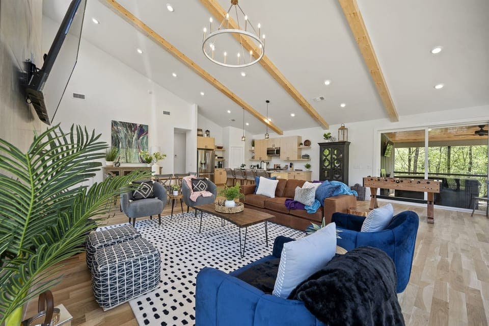 Living Room: Bright space with sleek design, perfect for game nights and laughter with loved ones!