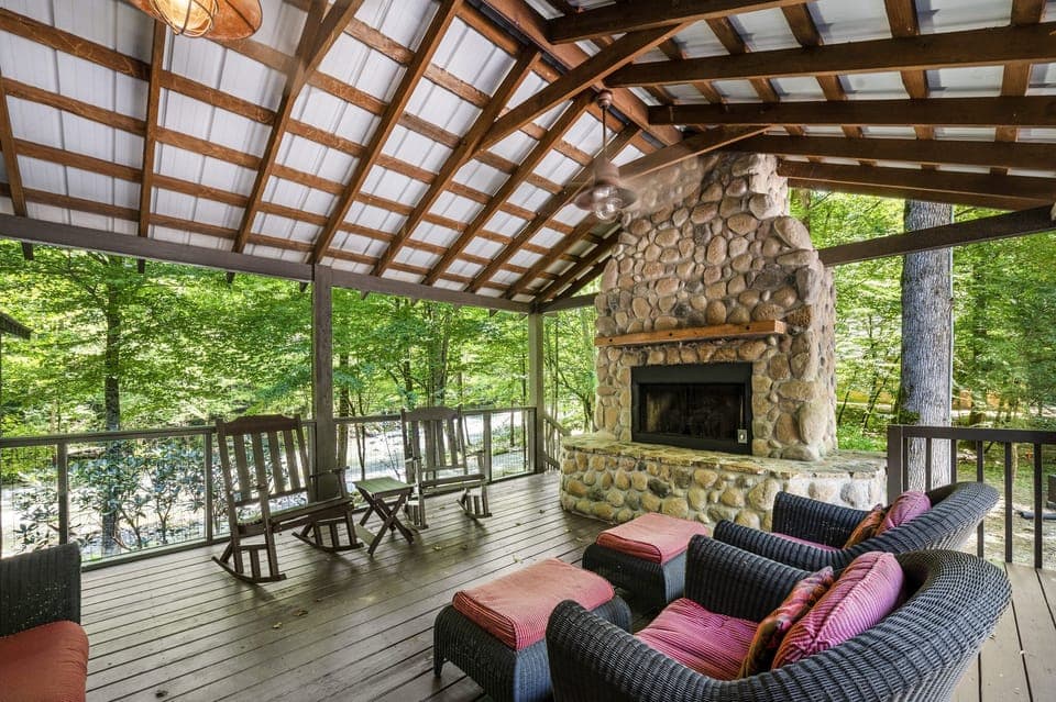 River Lodge Outdoor Fireplace