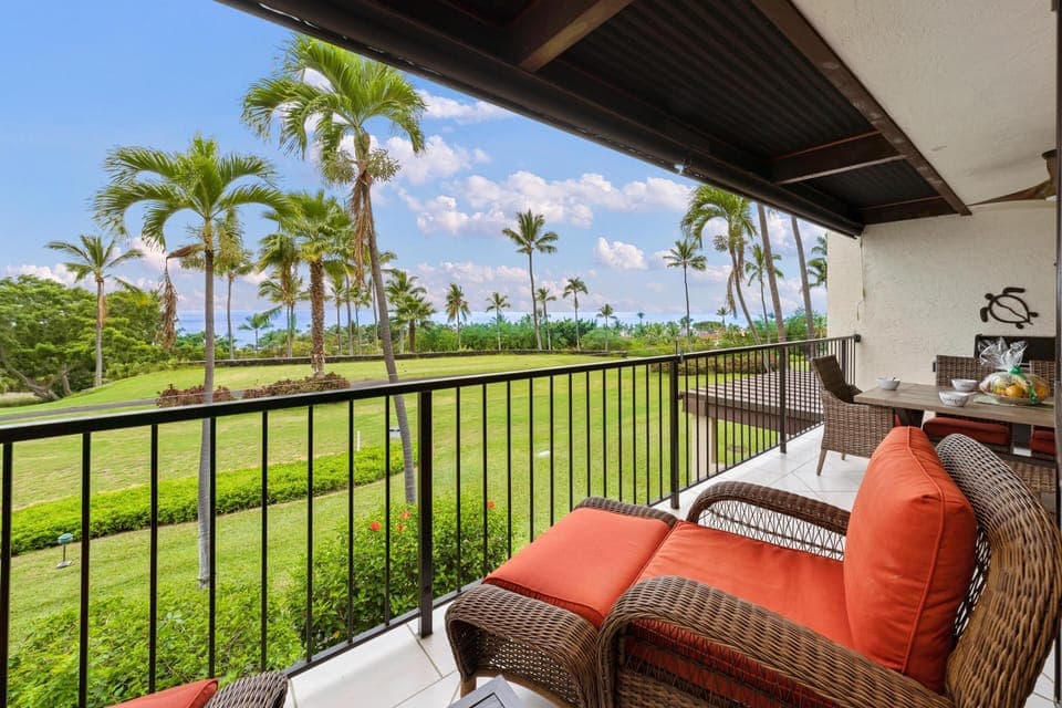 Covered lanai with ocean views