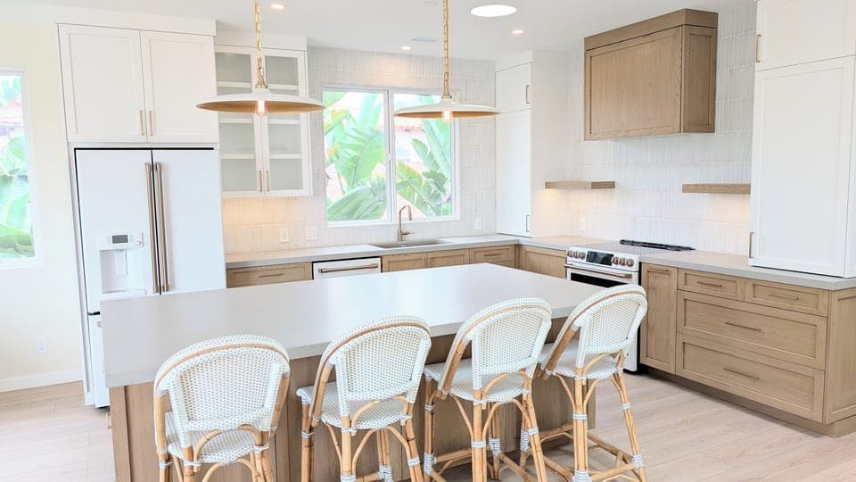 Brand new kitchen with ample seating around the island