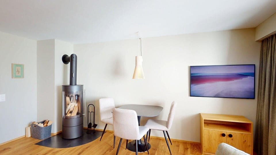 Dining area with oven