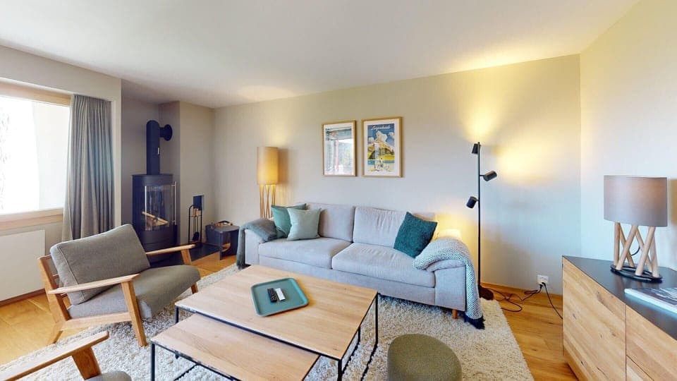 Living area with fireplace