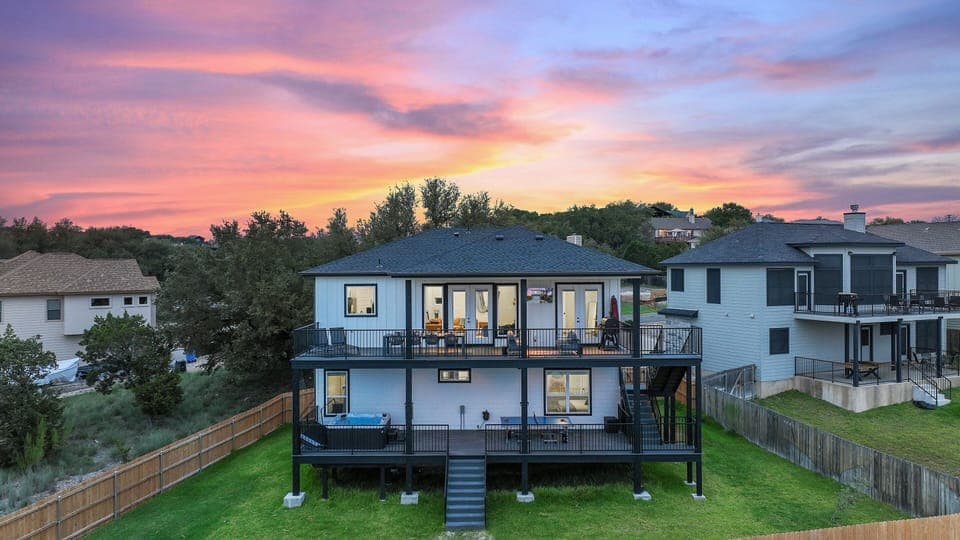 The enormous double decks allow for plenty of outdoor living space.