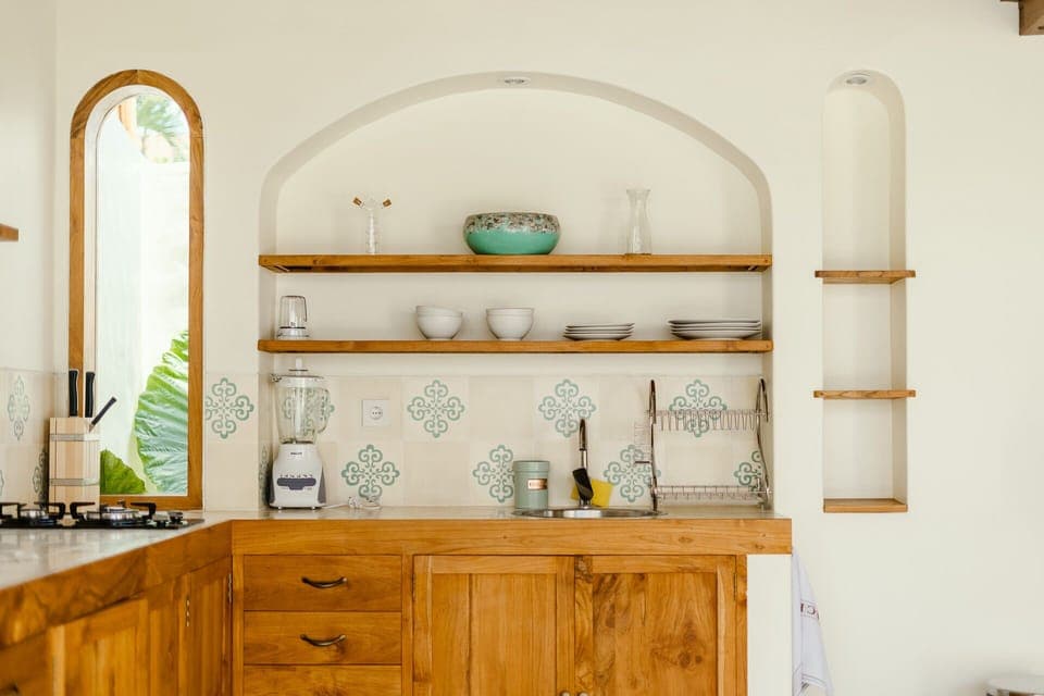 View of the villa's kitchen area 