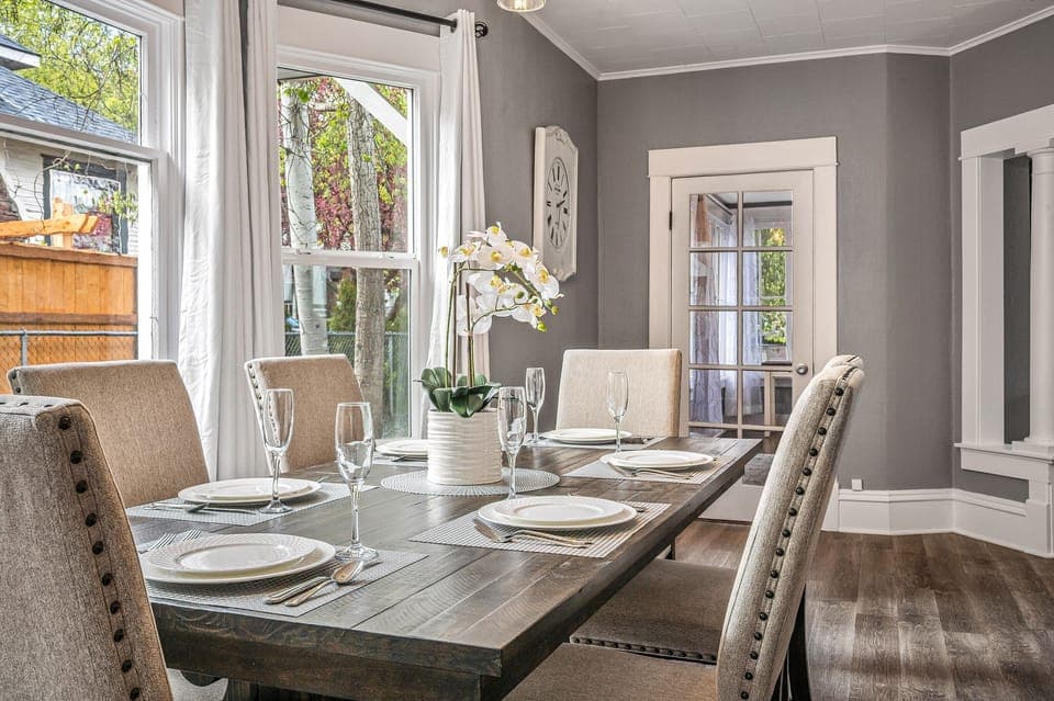 Close up Shot of the Dining Table and Chairs