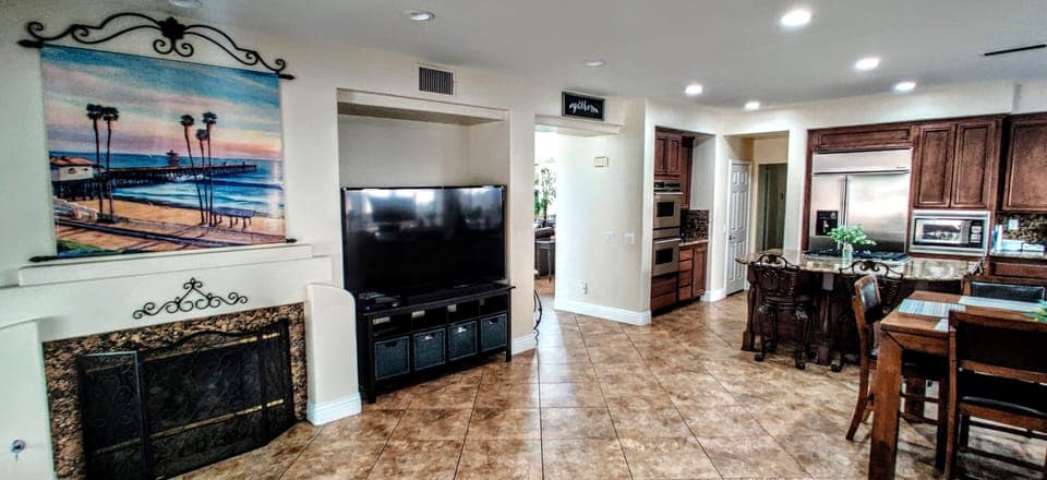 Fireplace & 70" TV in Family Room
