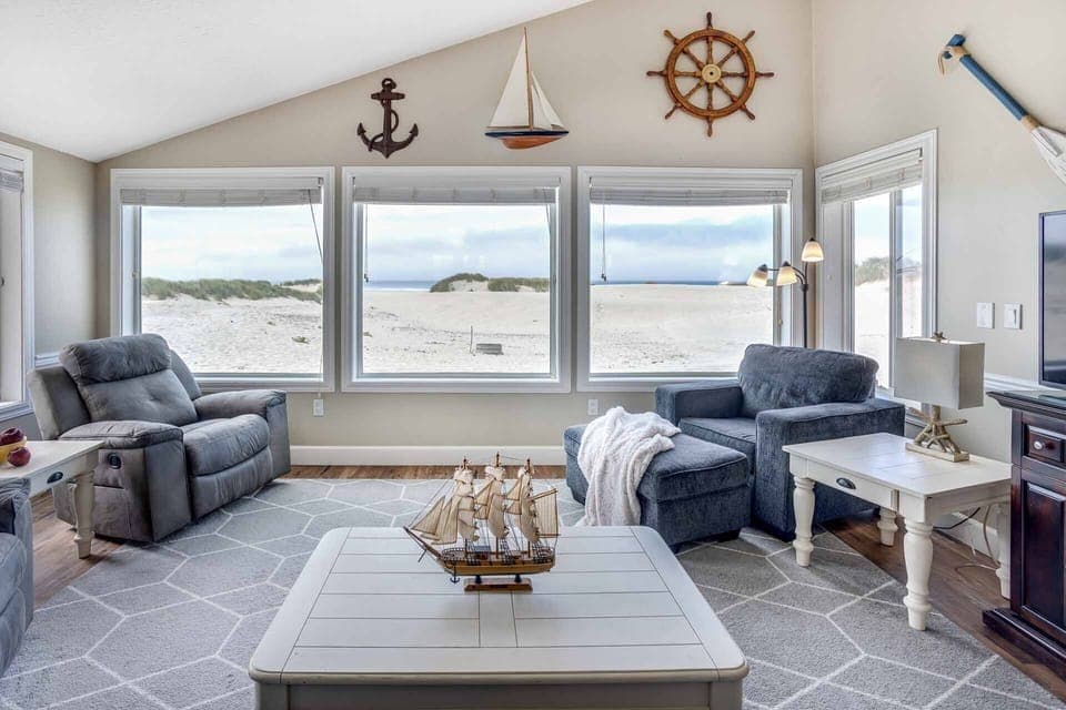 Relax and enjoy the ocean views from the living room.