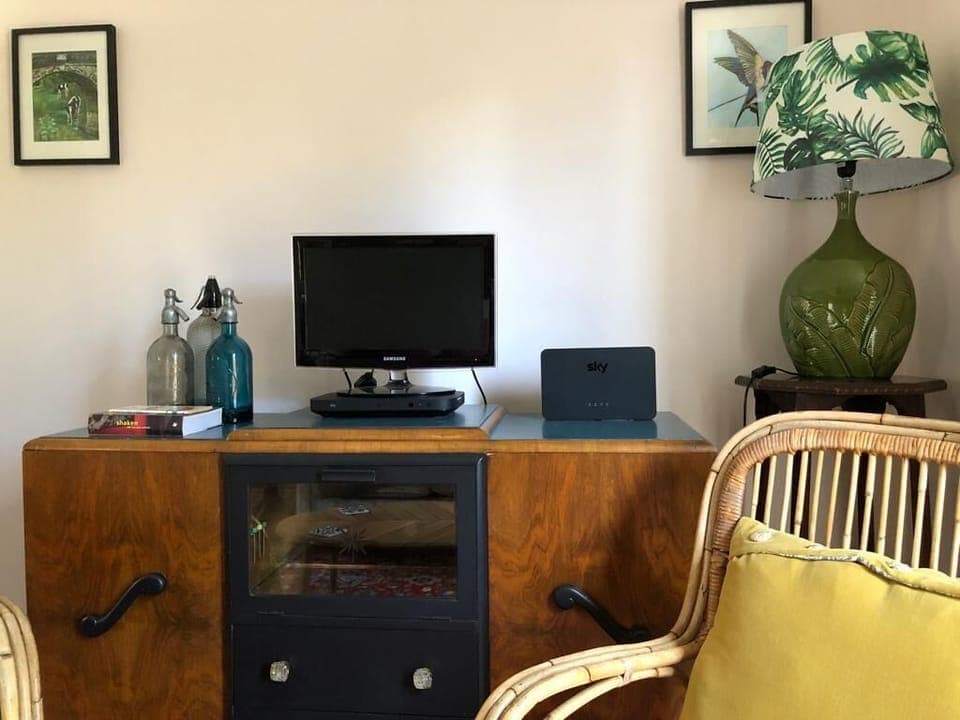 Small tv not to distract from the surrounding nature.