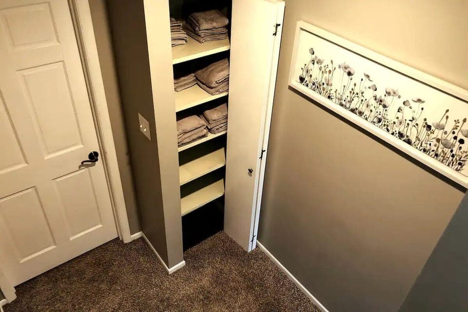 A 2nd floor hallway closet where you will find the soft bath towels