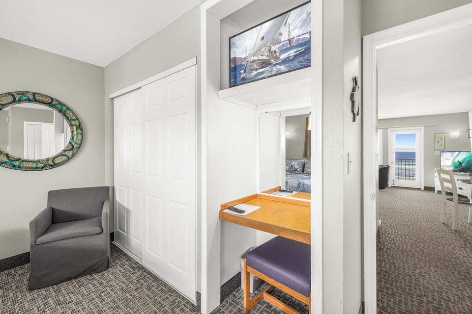 The bedroom also has its own TV