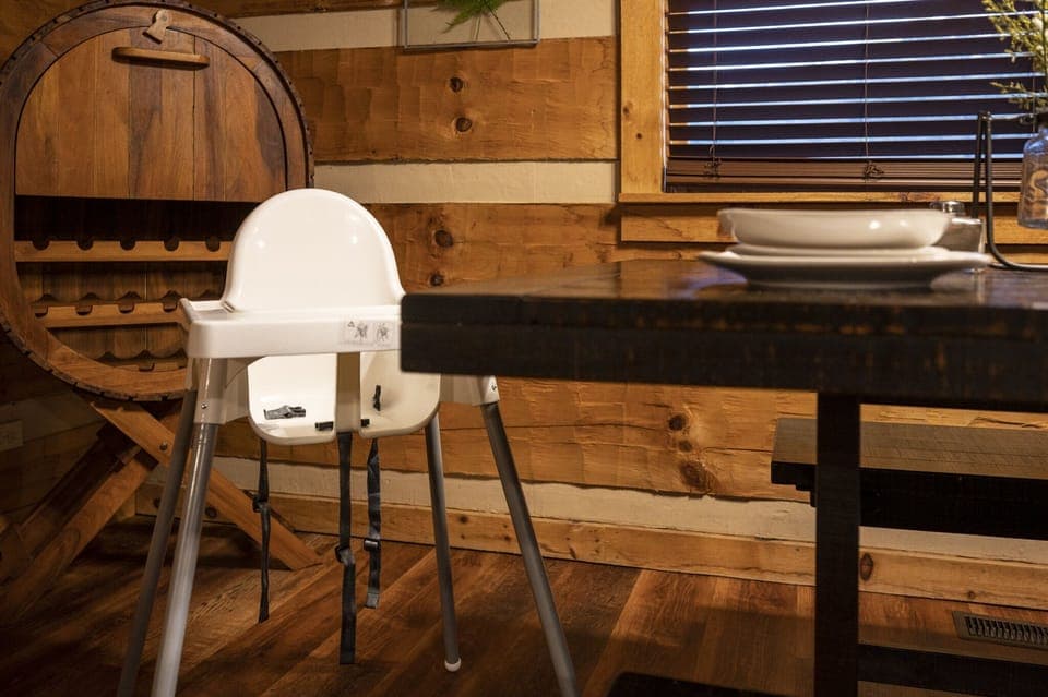 We have a high chair and pack and play available for you.