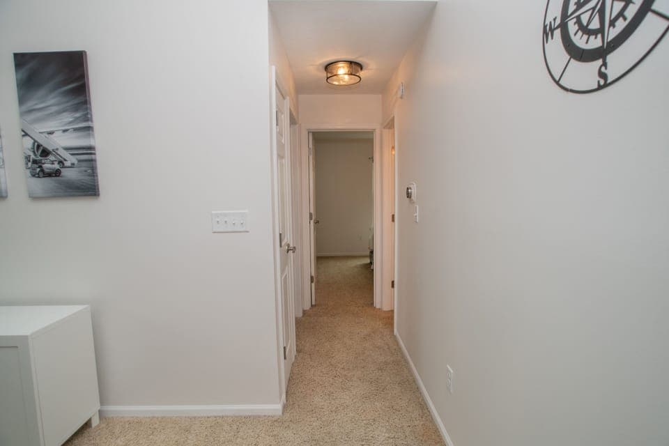 Hallway from living room to guest bedrooms. 