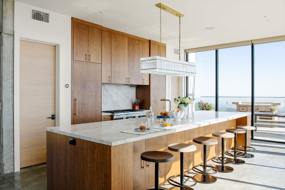Spacious kitchen with a huge island.