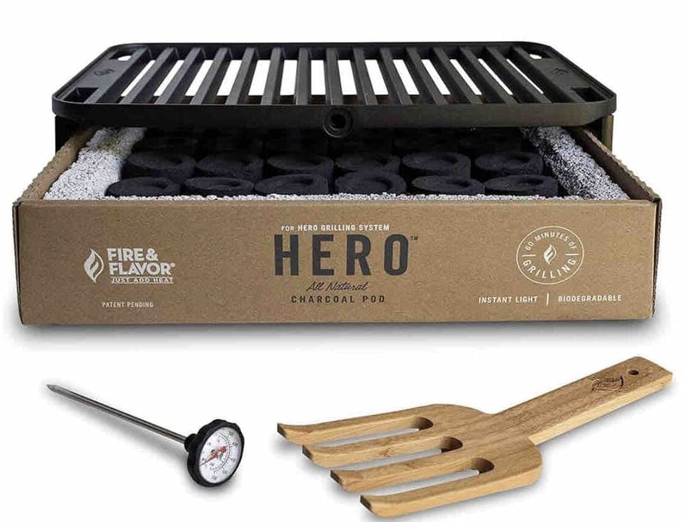Hero travel charcoal BBQ for hot dogs 🌭 by the beach or next to the pool.