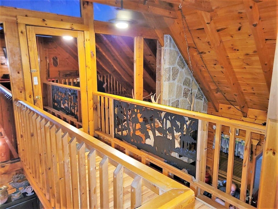 Cast iron bear railing on the cat walk.