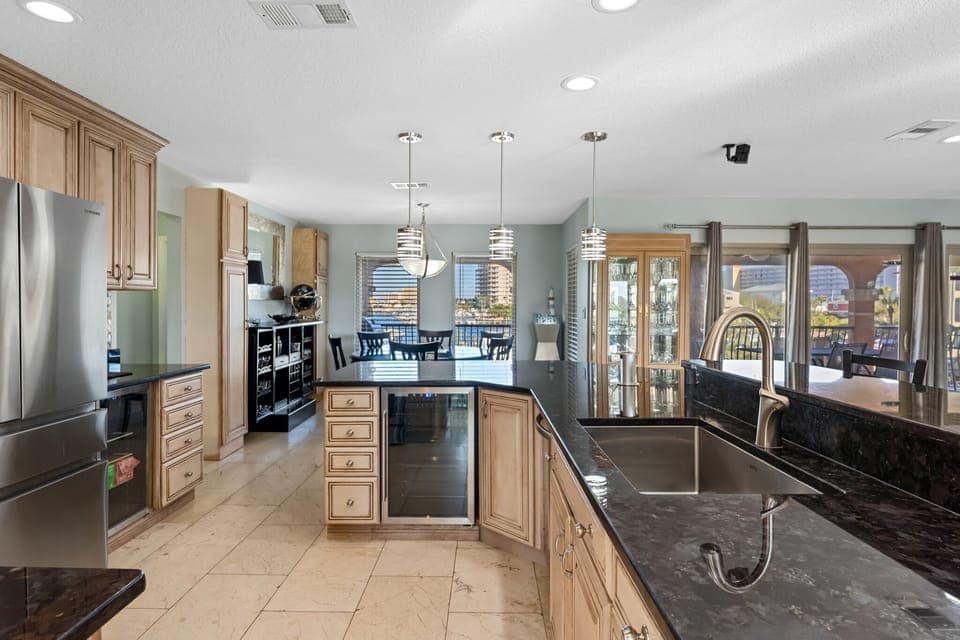 Gourmet Kitchen and Dining Area with 2 Extra Mini Fridges and Harbor Views!!  