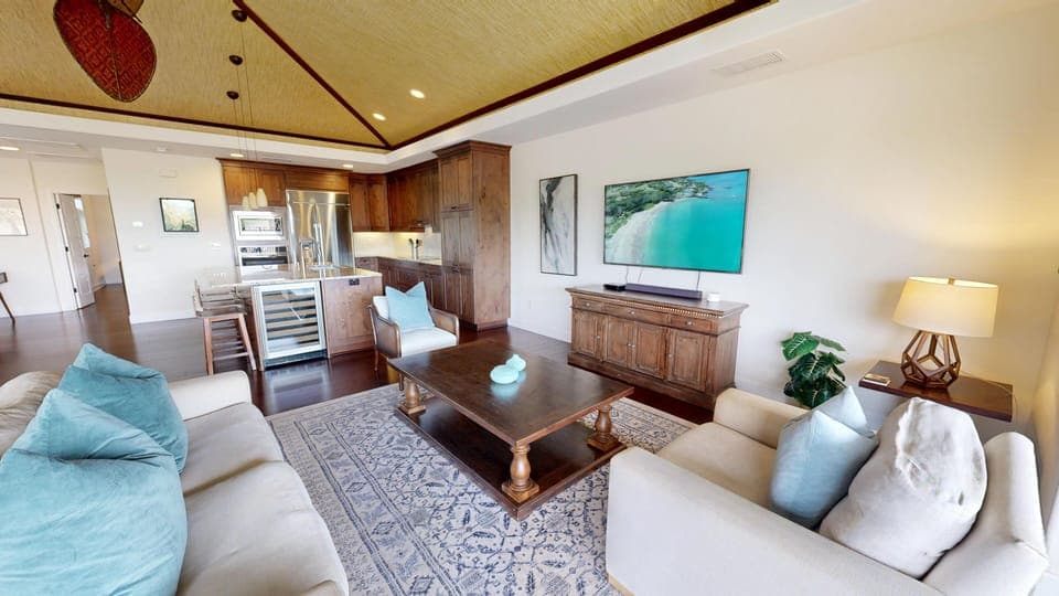 Enjoy movie night with the family on the large Ultra HD TV