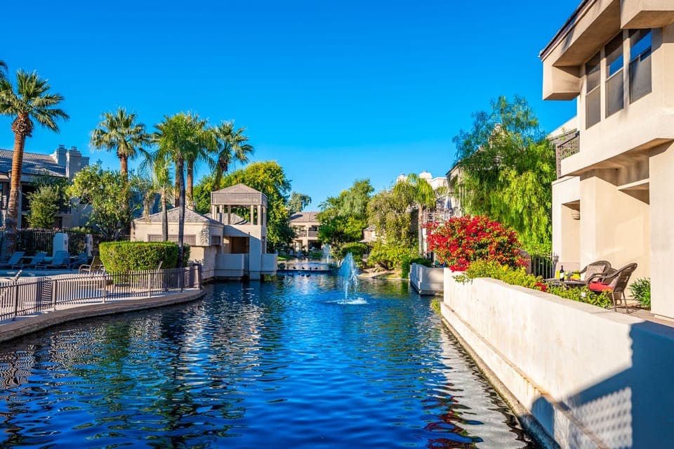 Extended patio, with cool lagoon setting under the palms