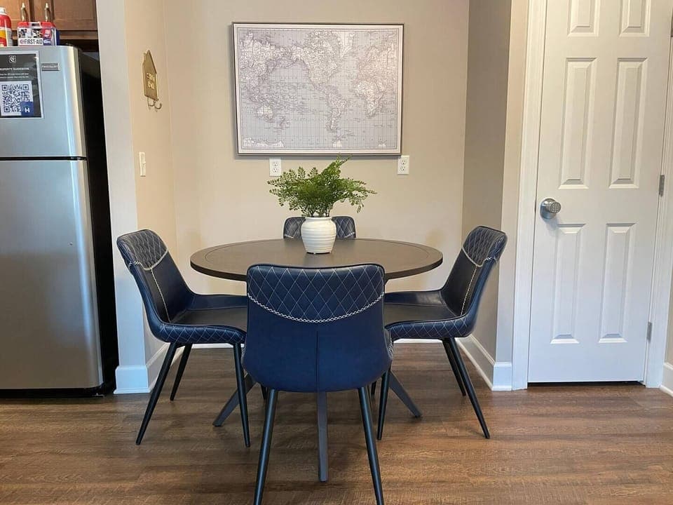 Enjoy a delicious meal or a game night at the dining table. 