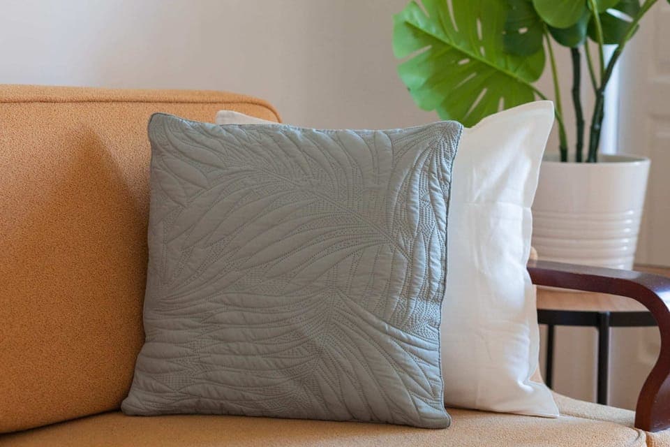 Comfortable, fold-out sofa in the living room. 