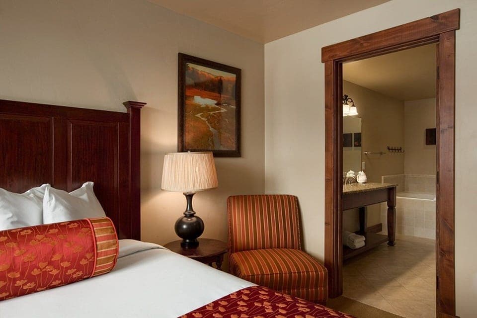 Typical master bedroom and bathroom: specific unit may differ slightly. 