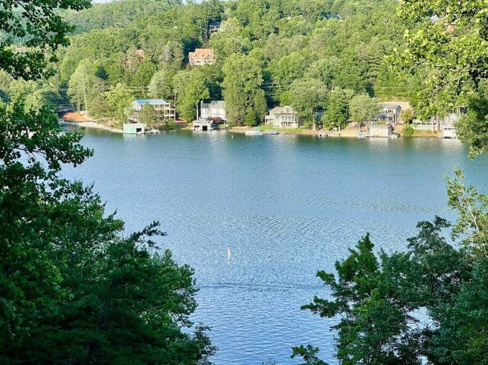 Amazing year round views of Lake Lure. This photo is from the upper level balcony of the family room.