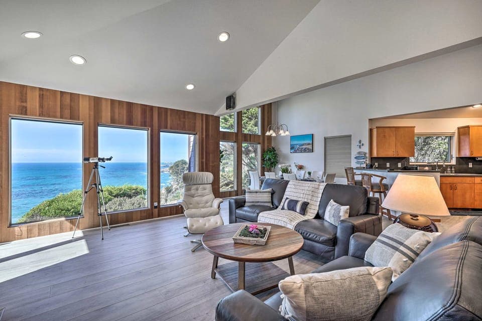 Amazing oceanfront view from living room designed by award-winning architect