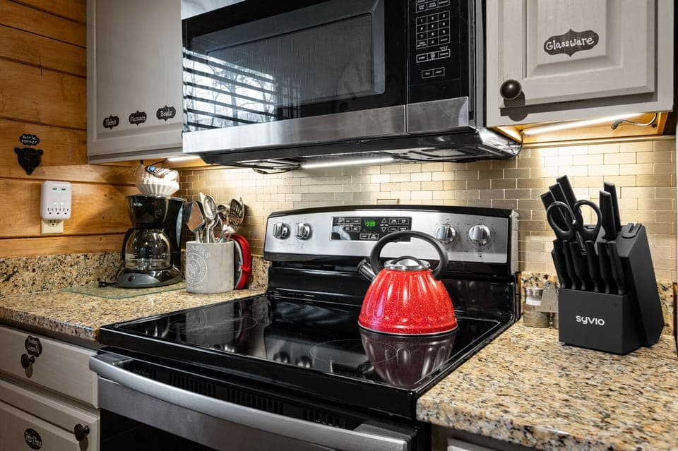 Modern kitchen amenities.