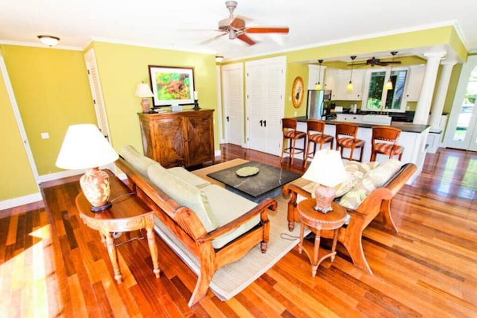Upstairs kitchen and living area