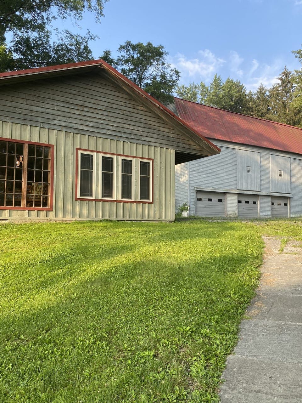 View with barn in background