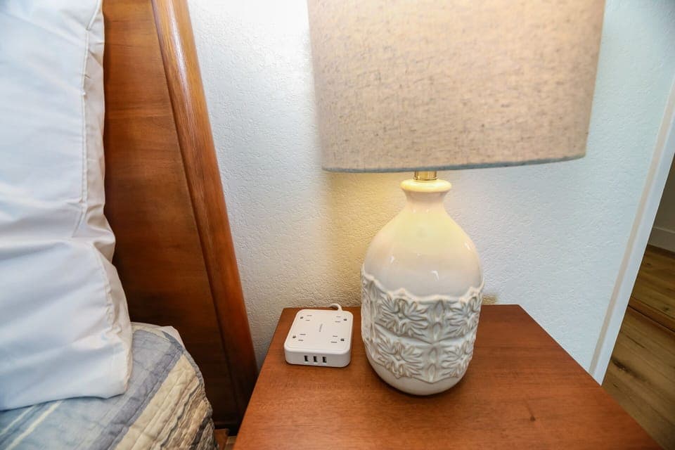 small details throughout like charging stations on each bedside table