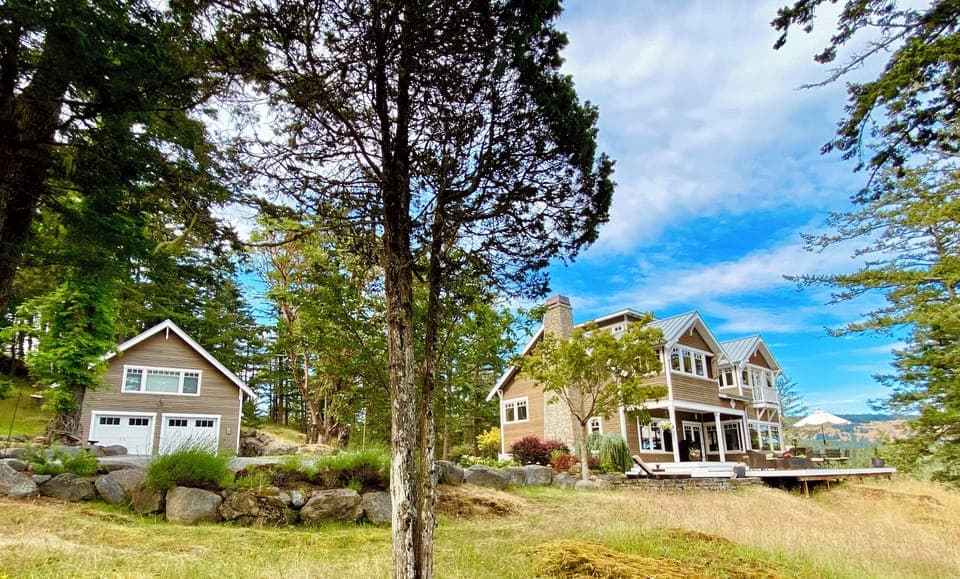View of the buildings on the property.  