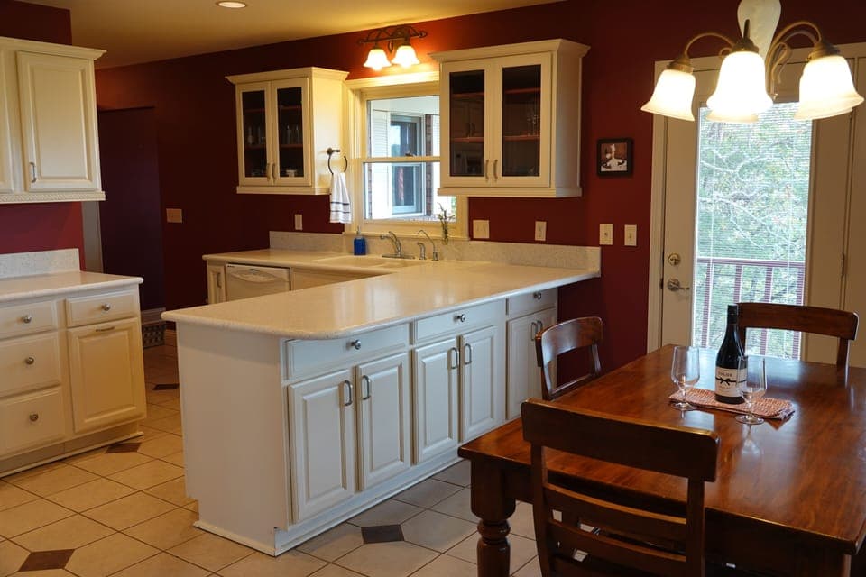 Kitchen with convenient island and eat-in seating.